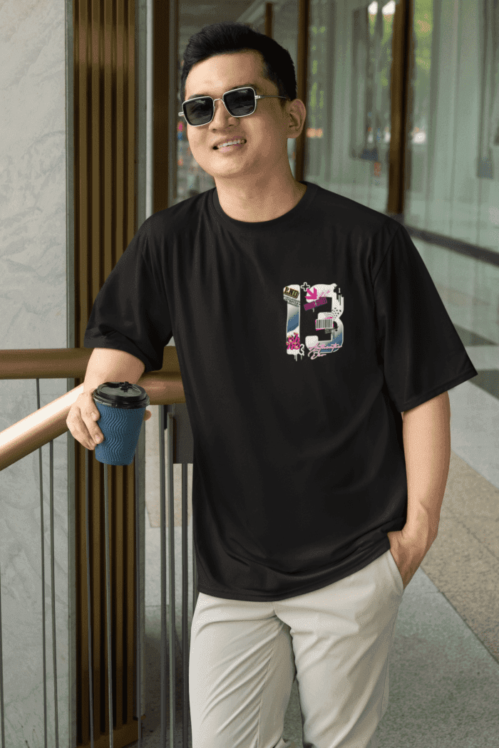 Thirteen Number Black Oversized Printed T-Shirt CrossX - Image 3