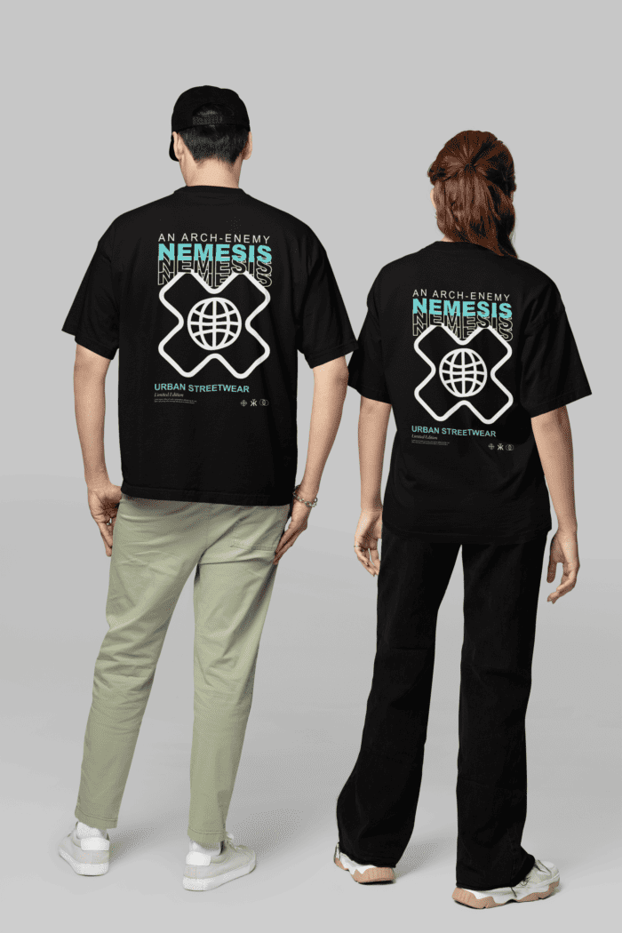 Cross Oversized Black Printed T-Shirt CrossX - Image 2