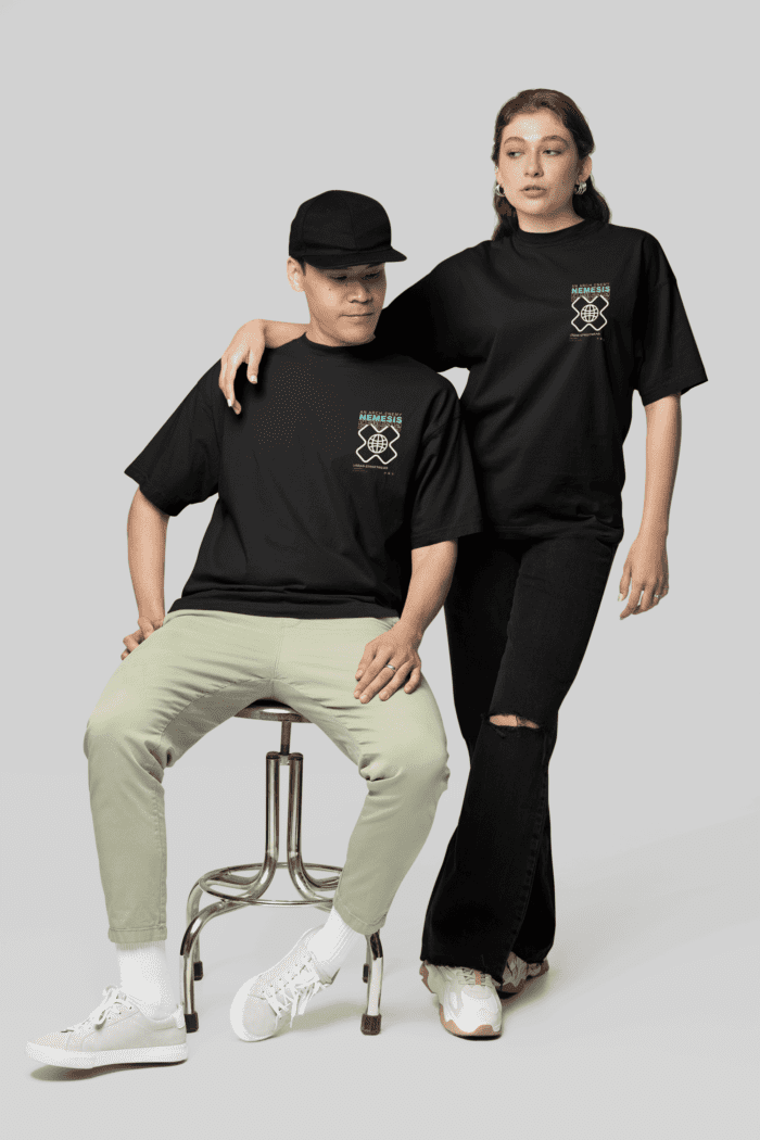Cross Oversized Black Printed T-Shirt CrossX - Image 4