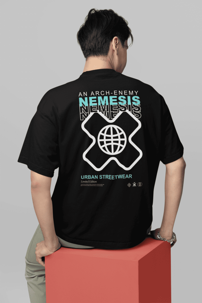 Cross Oversized Black Printed T-Shirt CrossX