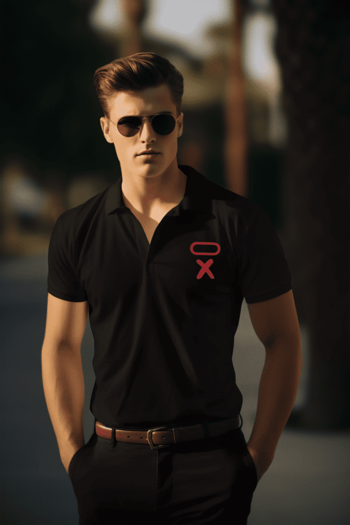 OX Black Polo T-Shirts CrossX - Image 2