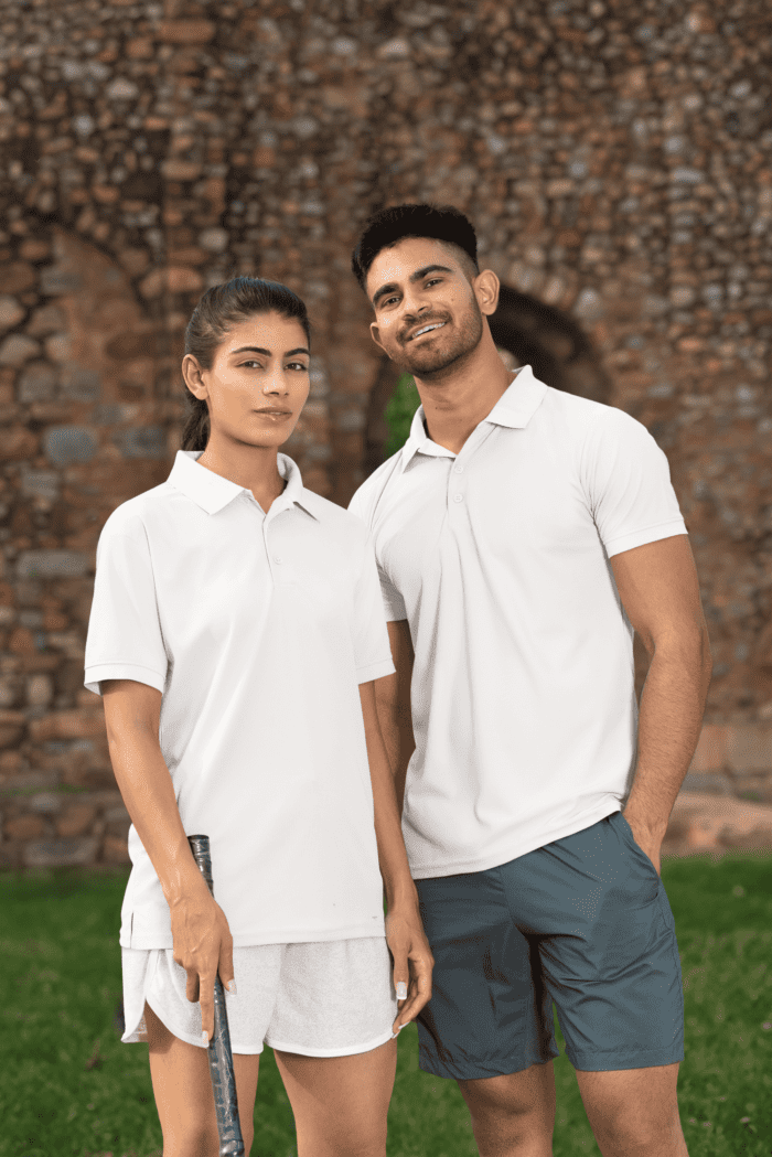 White Solid Polo T-Shirts CrossX