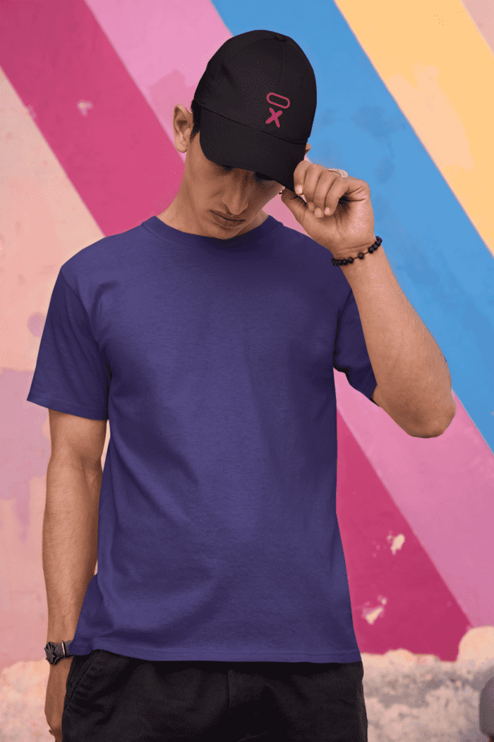 Navy Blue Solid T-Shirts CrossX