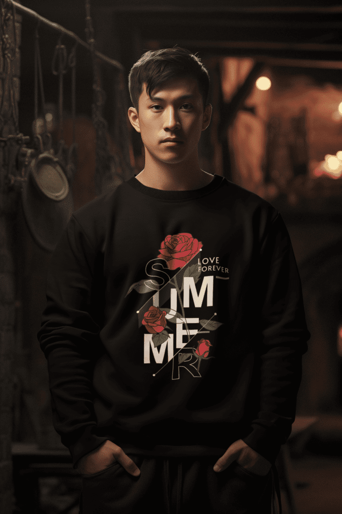 Summer Rose Black Printed Sweatshirt CrossX - Image 2