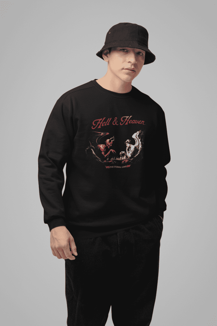 Hell & Heaven Black Printed Sweatshirt CrossX