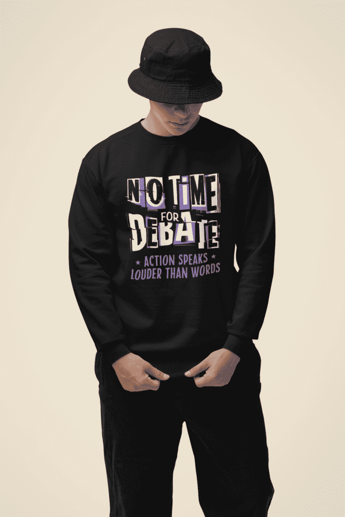No Time For Debate Black Printed Sweatshirt CrossX - Image 2
