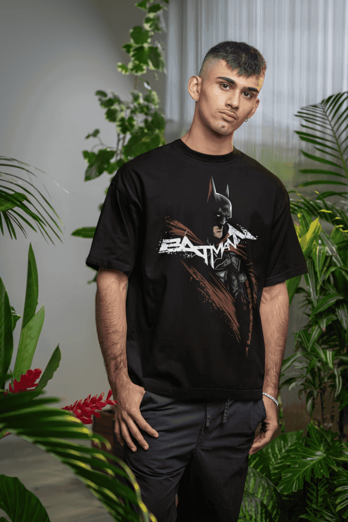Batman Oversized Black Printed T-Shirts CrossX