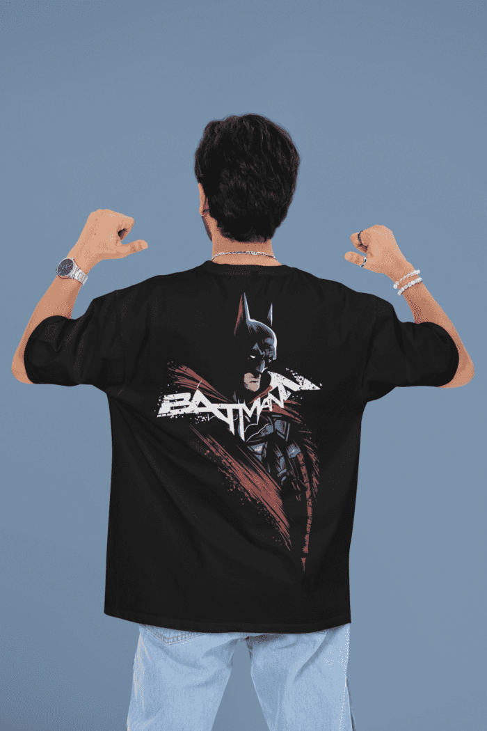 Batman Black Oversized Back Printed T-Shirts CrossX