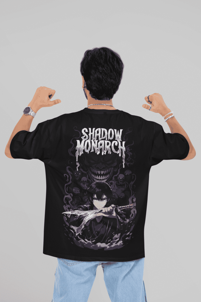 Shadow Monarch Oversized Black Printed T-Shirt CrossX - Image 2