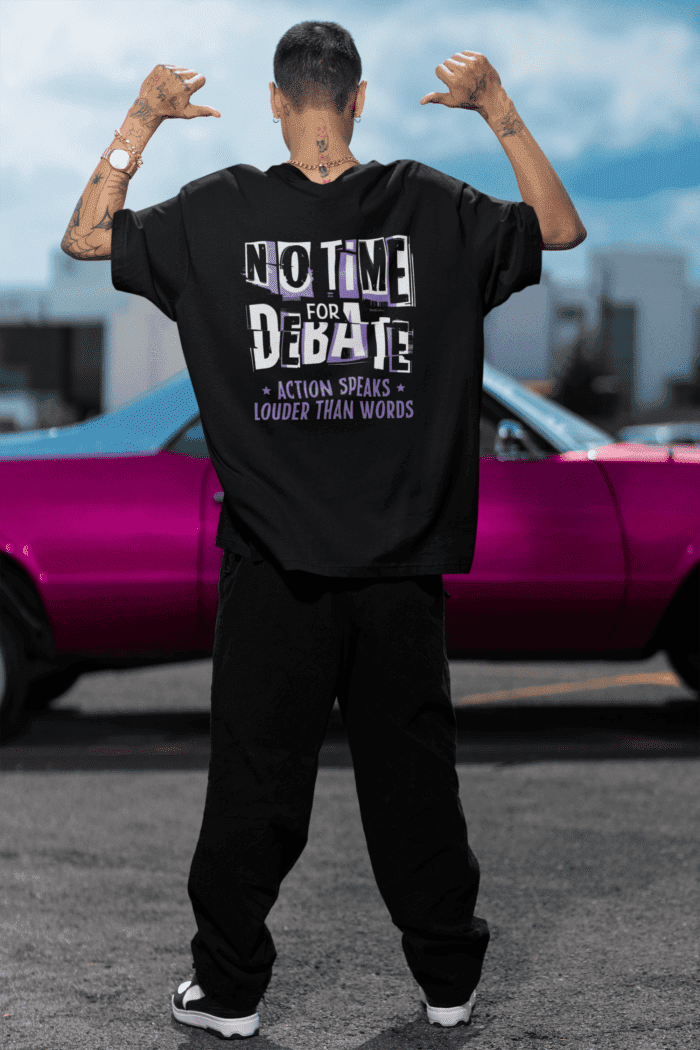 No Time For Debate Oversized Black Printed T-Shirt CrossX - Image 2
