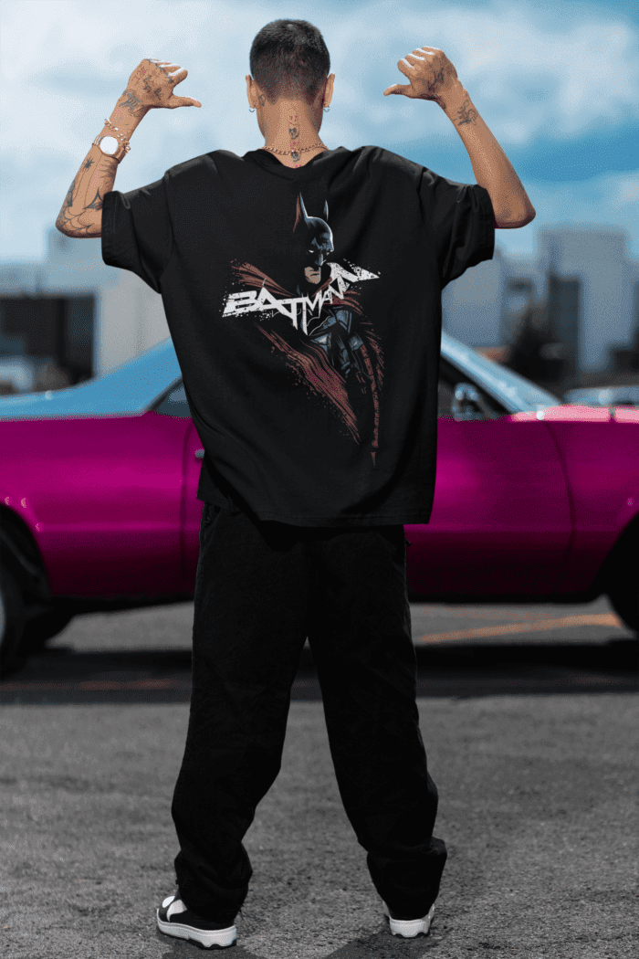 Batman Black Oversized Back Printed T-Shirts CrossX - Image 2