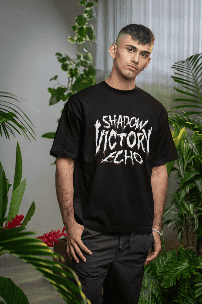 Shadow Victory Oversized Black Printed T-Shirts - Image 2