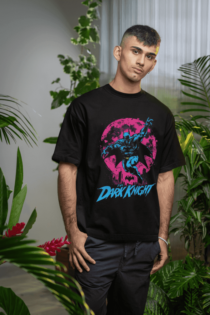Dark Night Oversized Black Printed T-Shirts