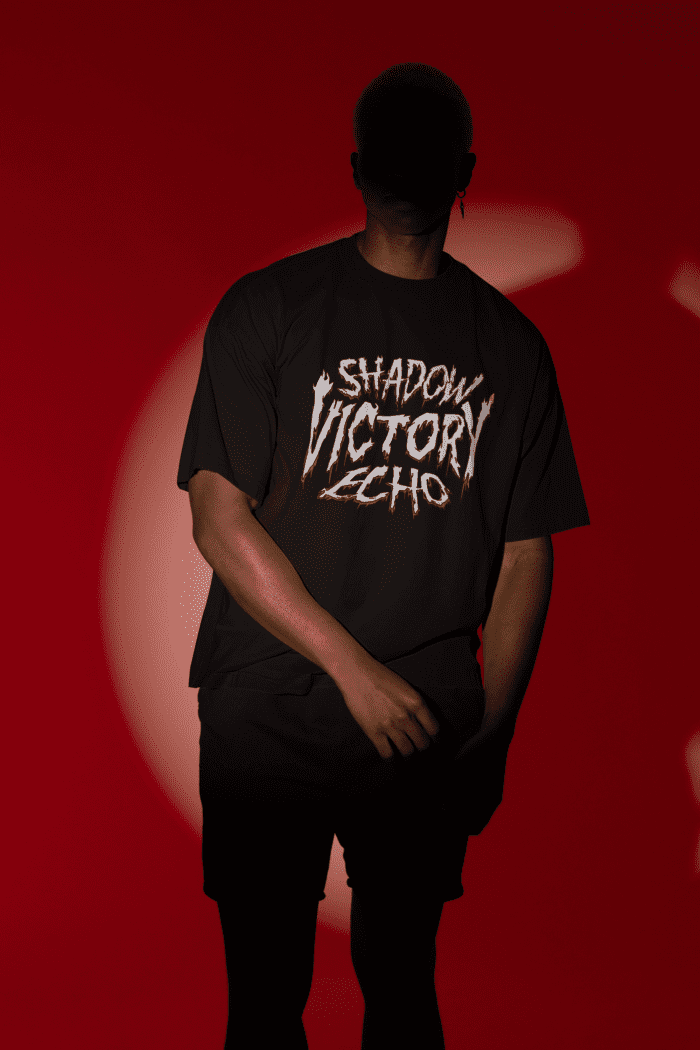 Shadow Victory Oversized Black Printed T-Shirts