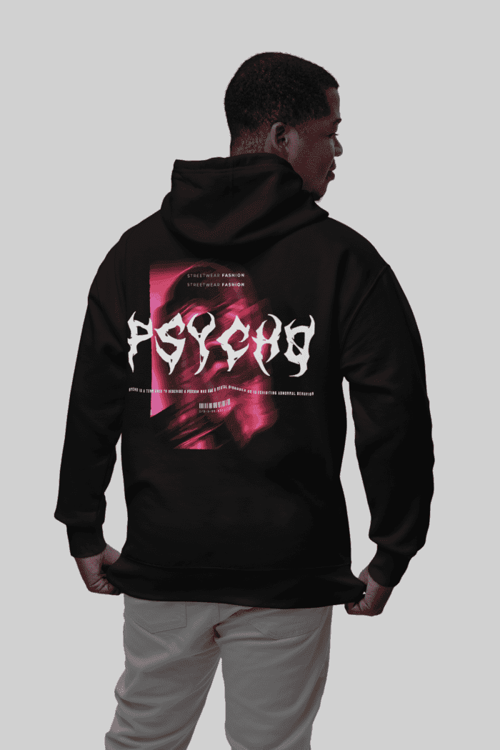 Psycho Black Printed Hoodie CrossX