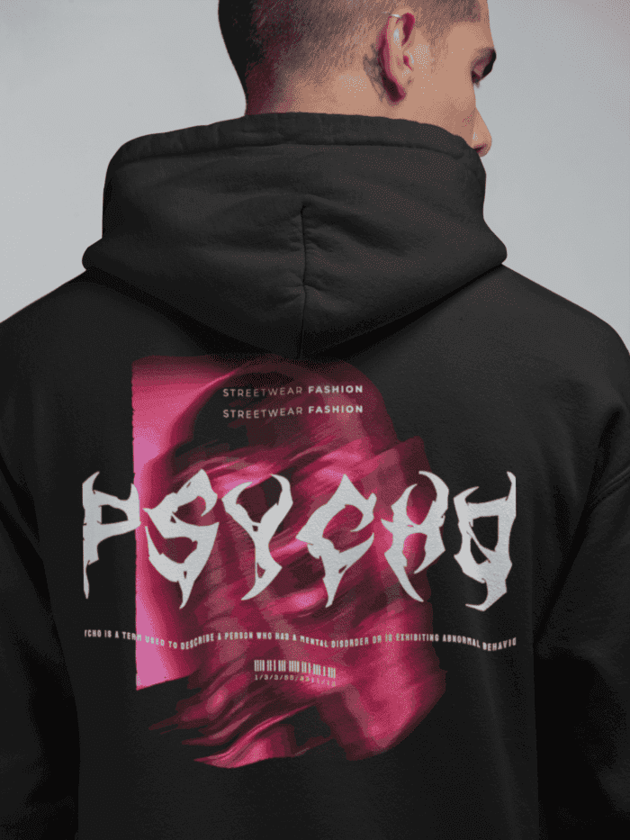 Psycho Black Printed Hoodie CrossX - Image 2