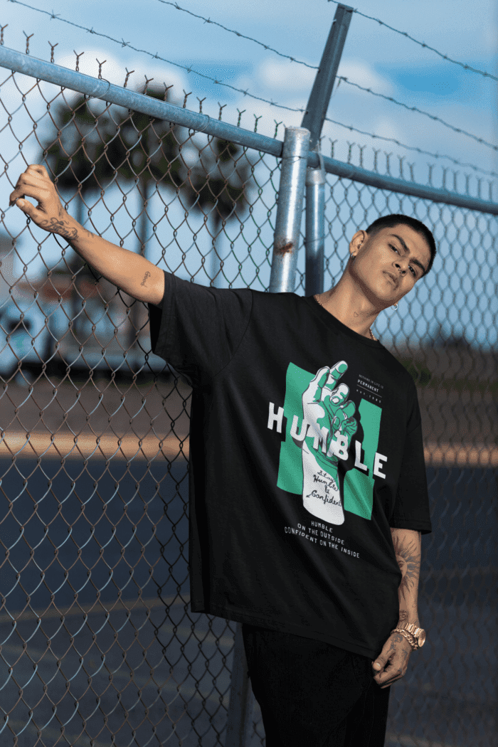 Humble Oversized Black Printed T-Shirt CrossX
