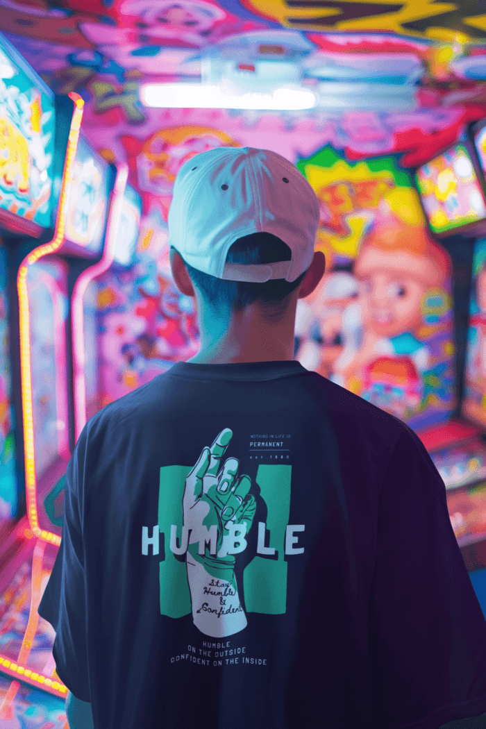 Humble Oversized Dark Blue Printed T-Shirt CrossX