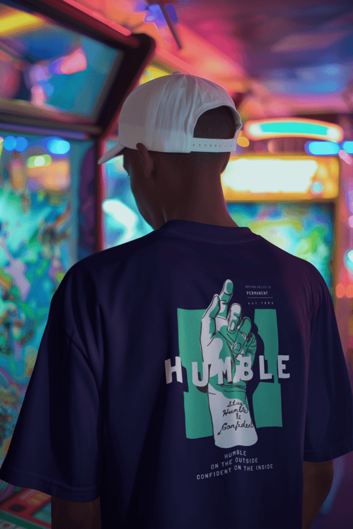 Humble Oversized Dark Blue Printed T-Shirt CrossX - Image 3