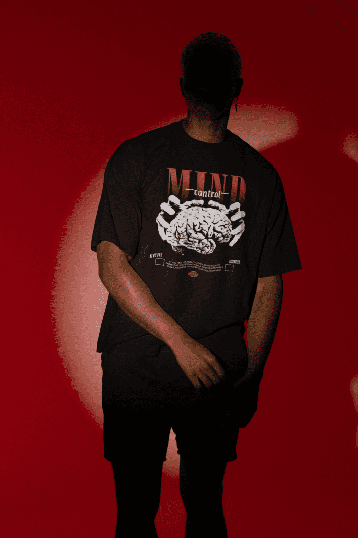 Mind Control Oversized Black Printed T-shirt CrossX - Image 2