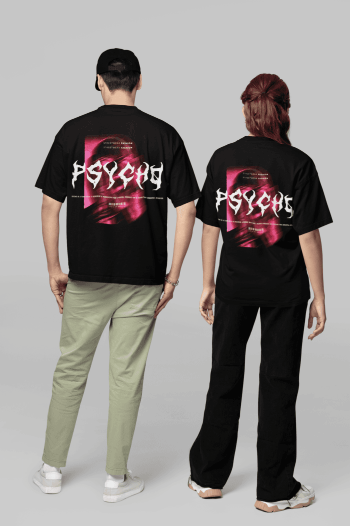 Pshyco Oversized Black T-Shirt  CrossX - Image 2