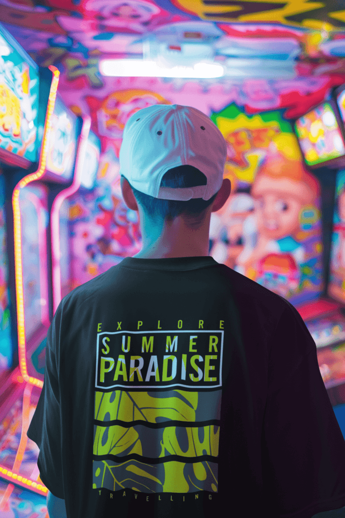 Summer Paradise Oversized Black Printed T-Shirts CrossX - Image 2