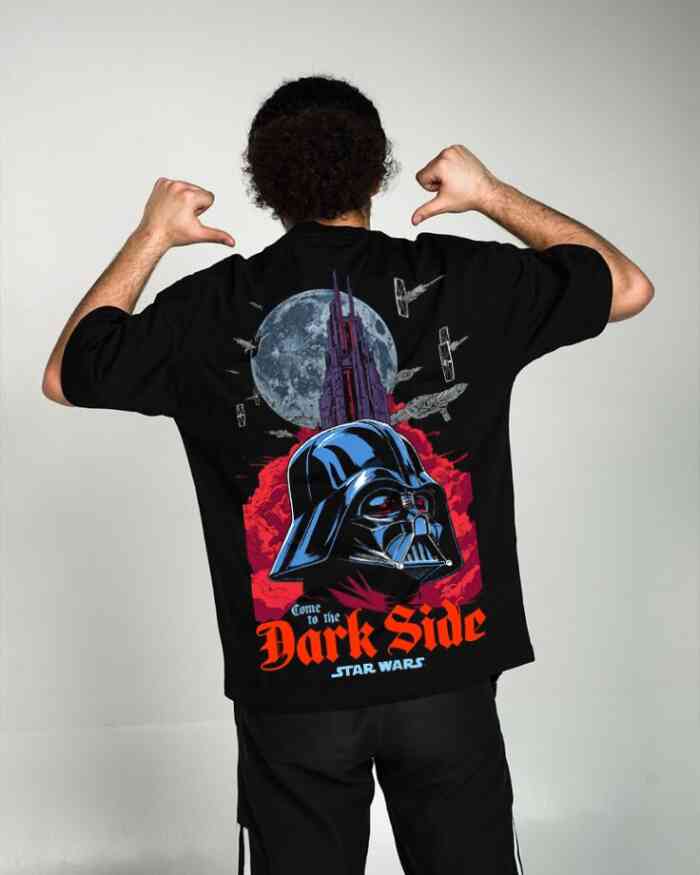 Dark Side Star Wars Oversized Black Printed T-Shirts