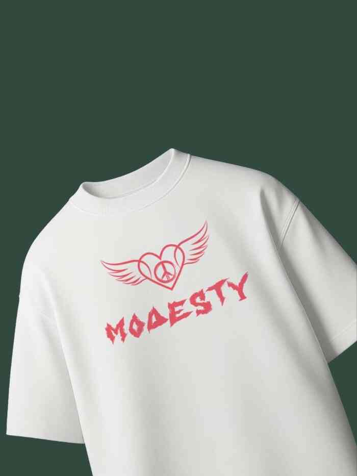 Amplify Modesty White Oversized Printed T-Shirts - Image 2