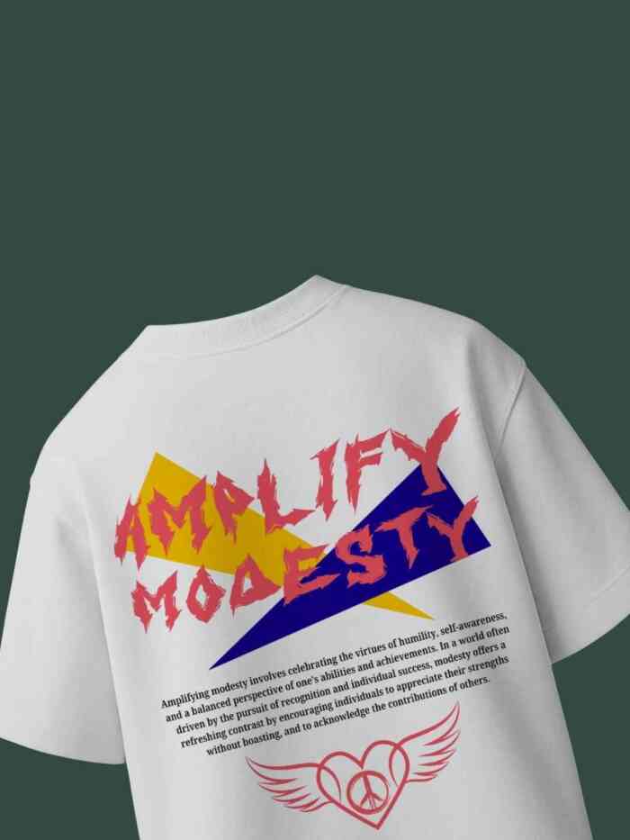 Amplify Modesty White Oversized Printed T-Shirts