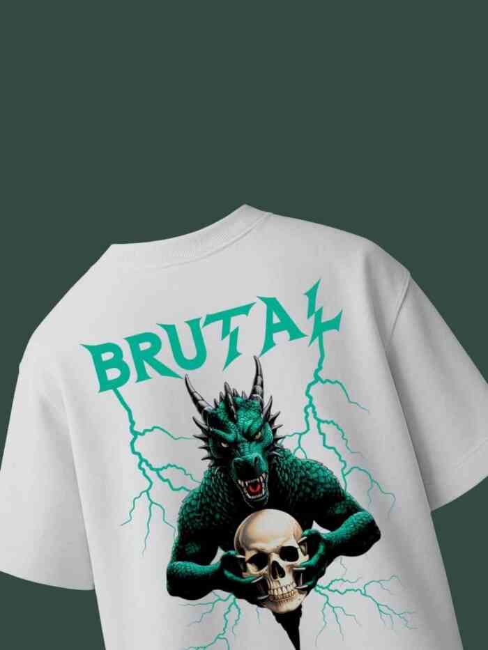 A Brutal White Oversized Printed T-Shirts